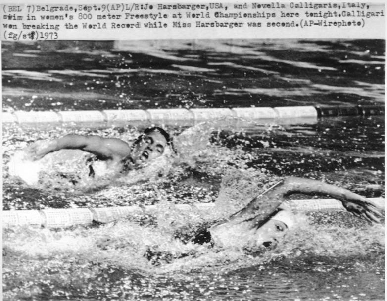 Mondiali Belgrado 1973, finale 800 metri stile libero, il serrato duello tra Novella Calligaris e l’americana Jo Harshbarger 
